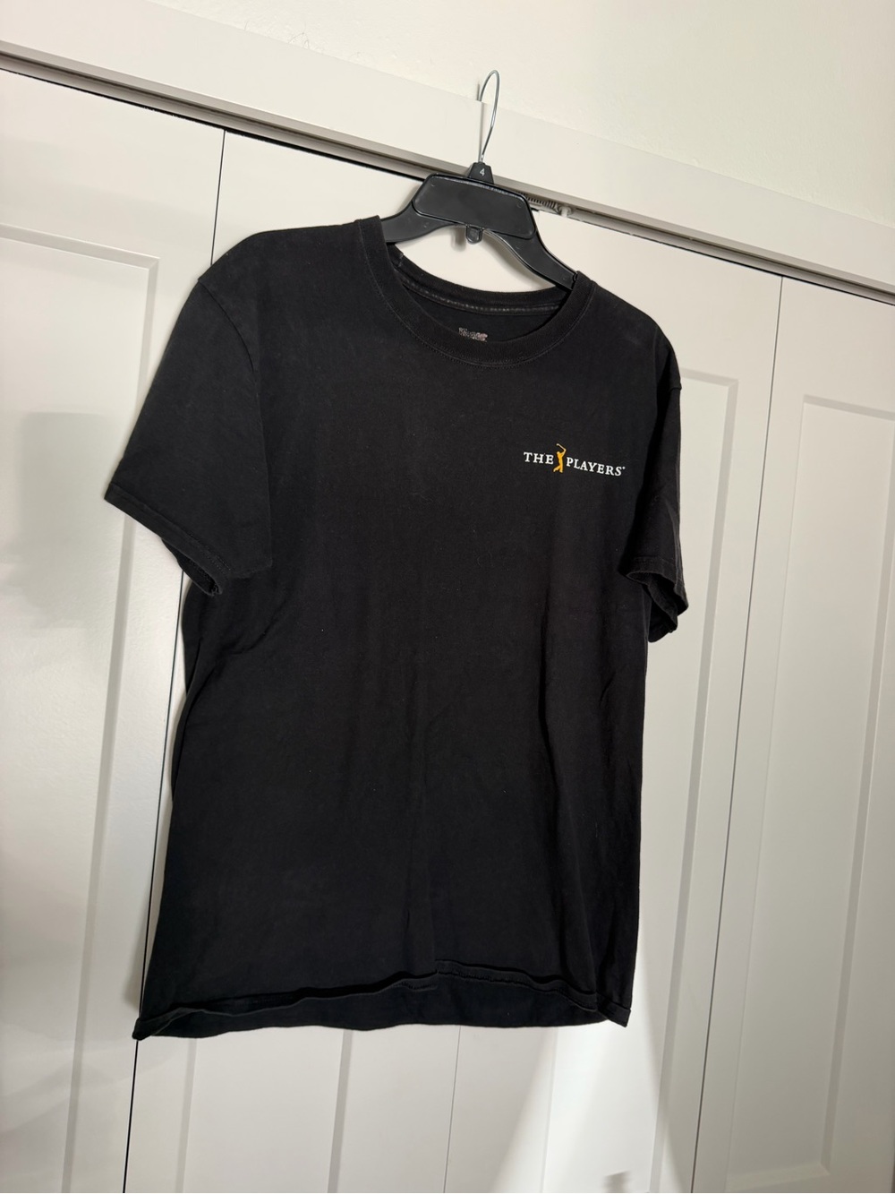 Hanes Black Short Sleeve Tee with Small Yellow Graphic